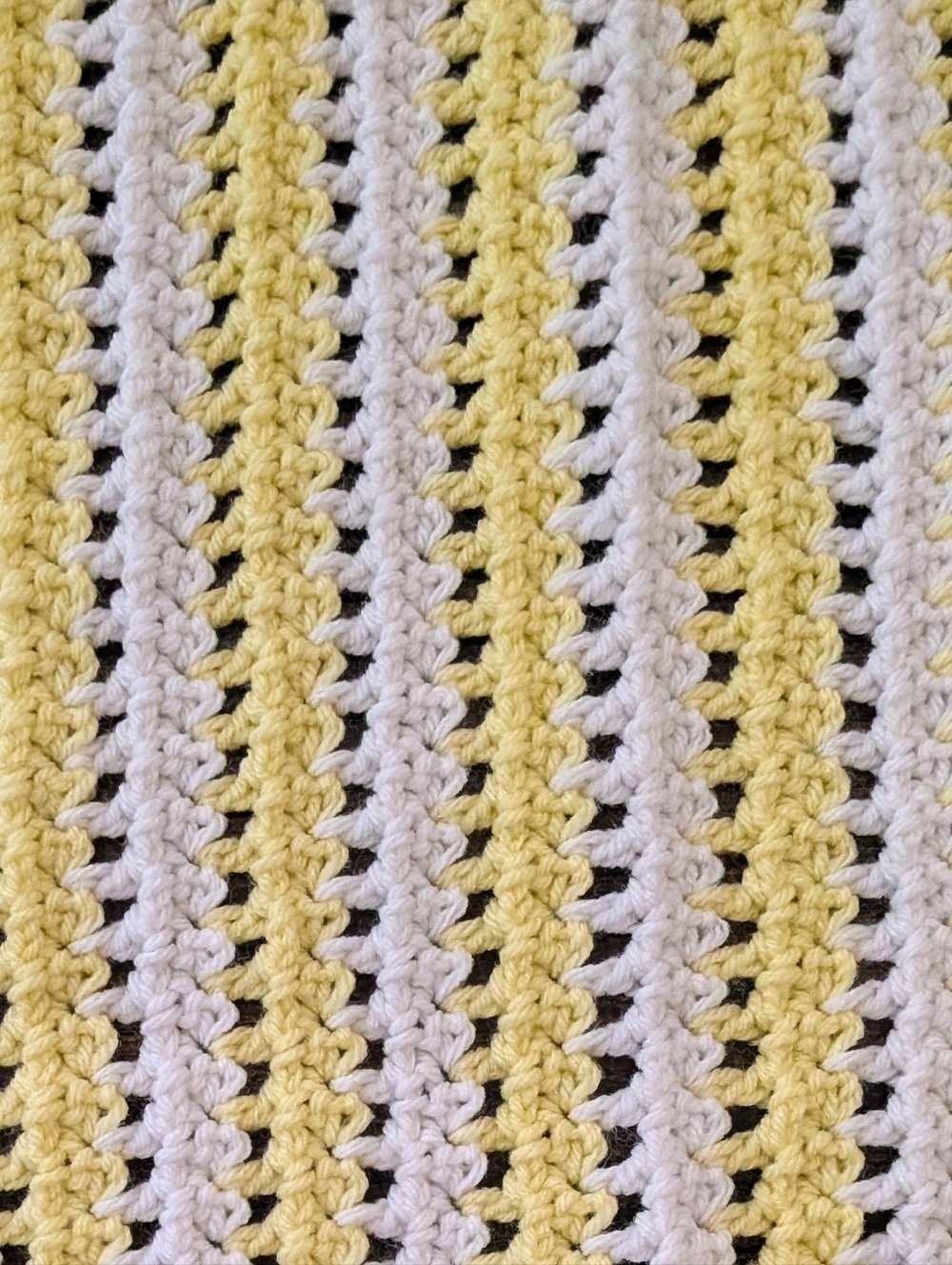 EUC Handmade 53"x32" Crocheted White and Yellow Afghan Throw Blanket - Picture 3 of 5